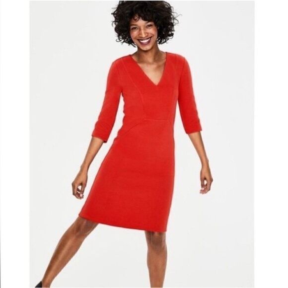 BODEN Bronte Ottoman Ribbed Dress in Red NWT - Picture 9 of 9